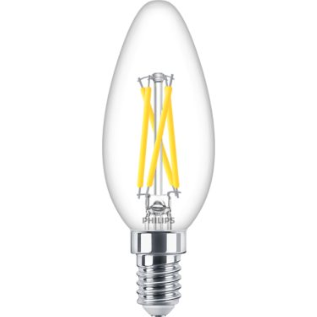 PHILIPS LED FILAM LAMP CANDLE 4W E14 WW B35 CLEAR